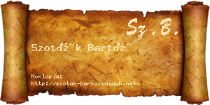 Szoták Bartó névjegykártya